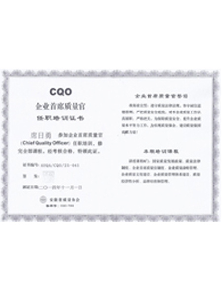 Enterprise Chief Quality Officer Certificate