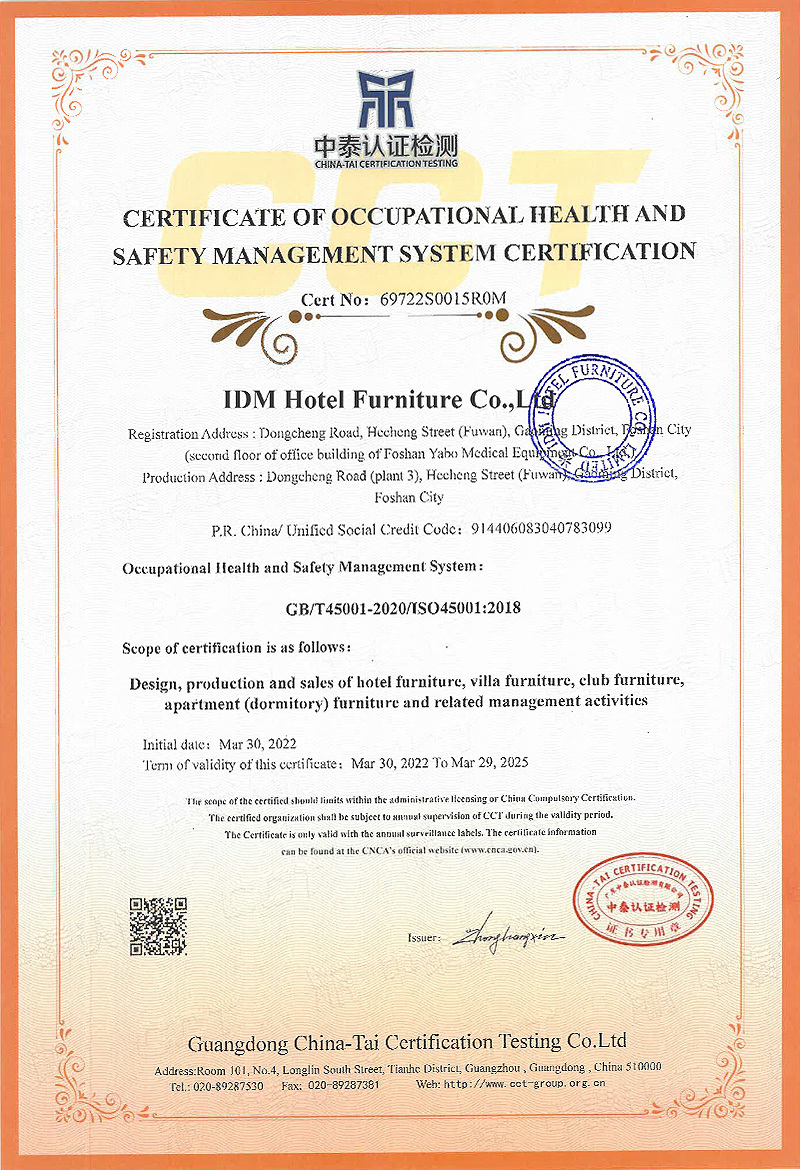 CERTIFICATE OF OCCUPATIONALHEALTH ANDSAFETY MANAGEMENT CERTIFICATE OF OCCUPATIONALHEALTH ANDSAFETY MANAGEMENT