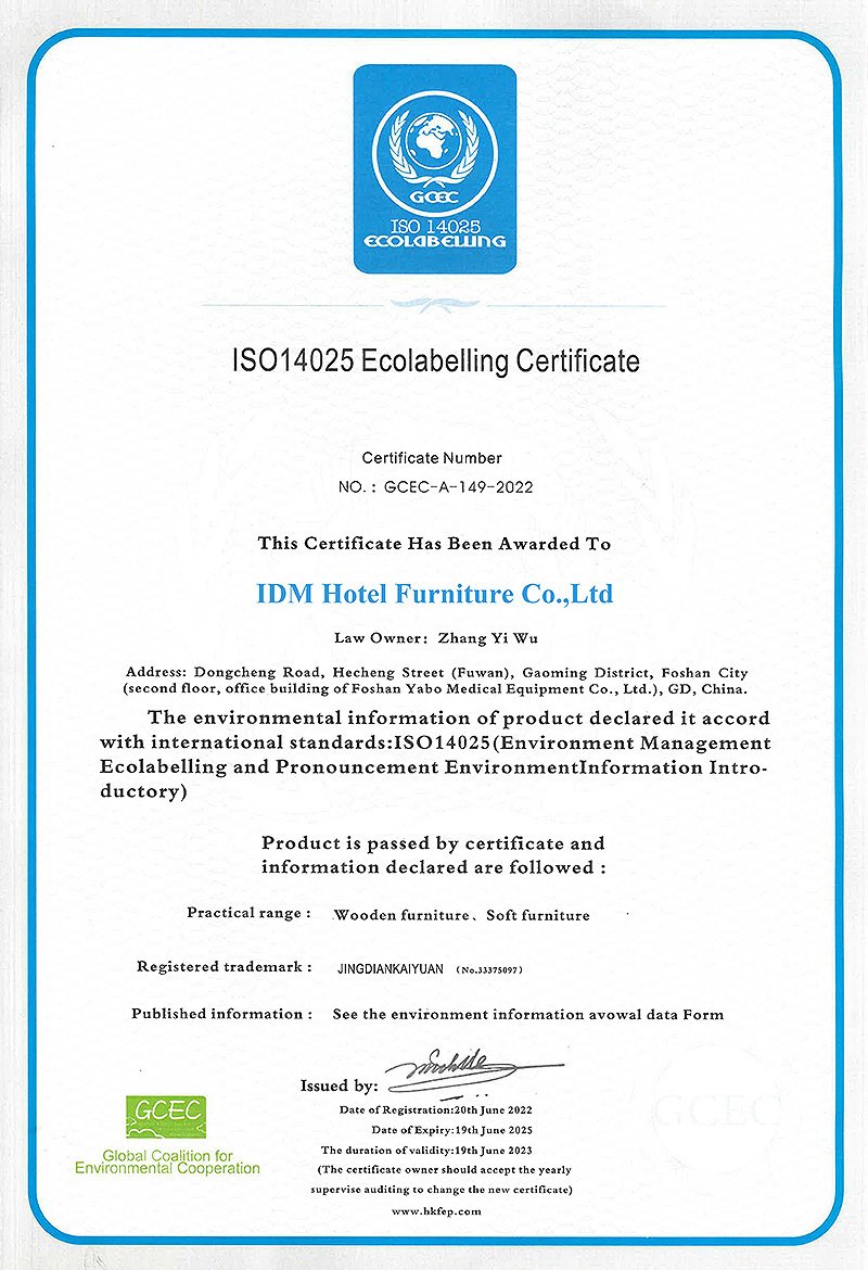 ISO14025 Ecolabelling Certificate ISO14025 Ecolabelling Certificate
