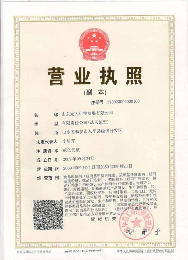 Copy of business license