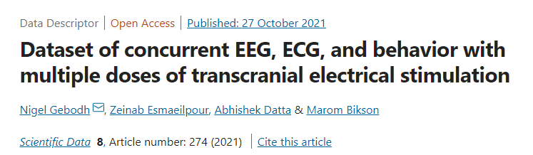 数据集 | 并发脑电图、心电图和多剂量经颅电刺激行为的数据集