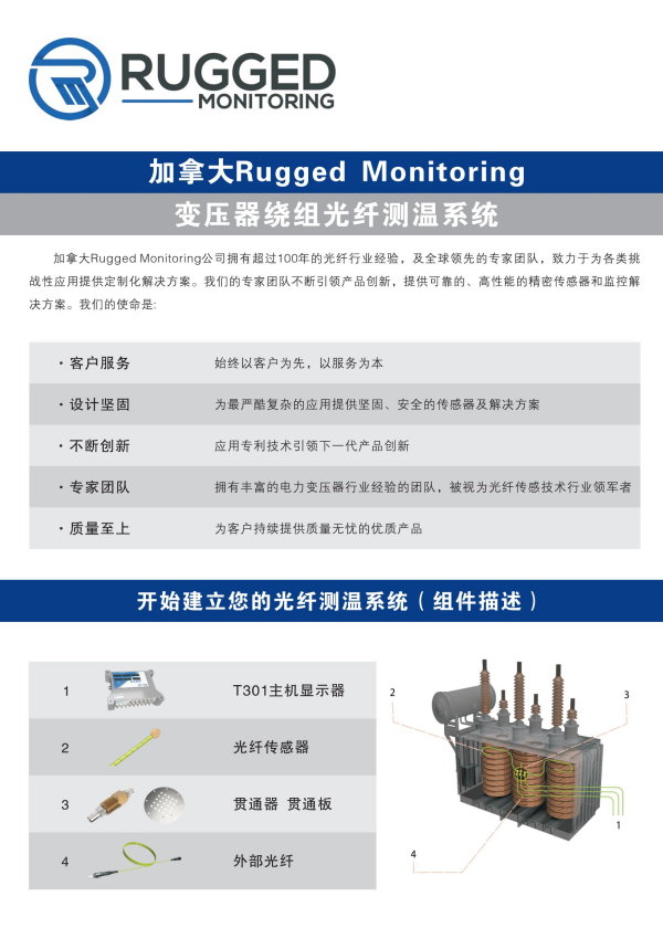 加拿大Rugged Monitoring變壓器繞組光纖測(cè)溫系統(tǒng)-中文