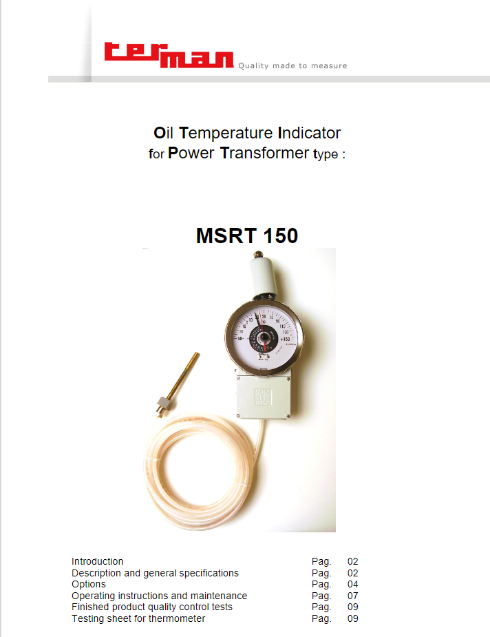 Terman Oil Temperature Indicator MSRT 150