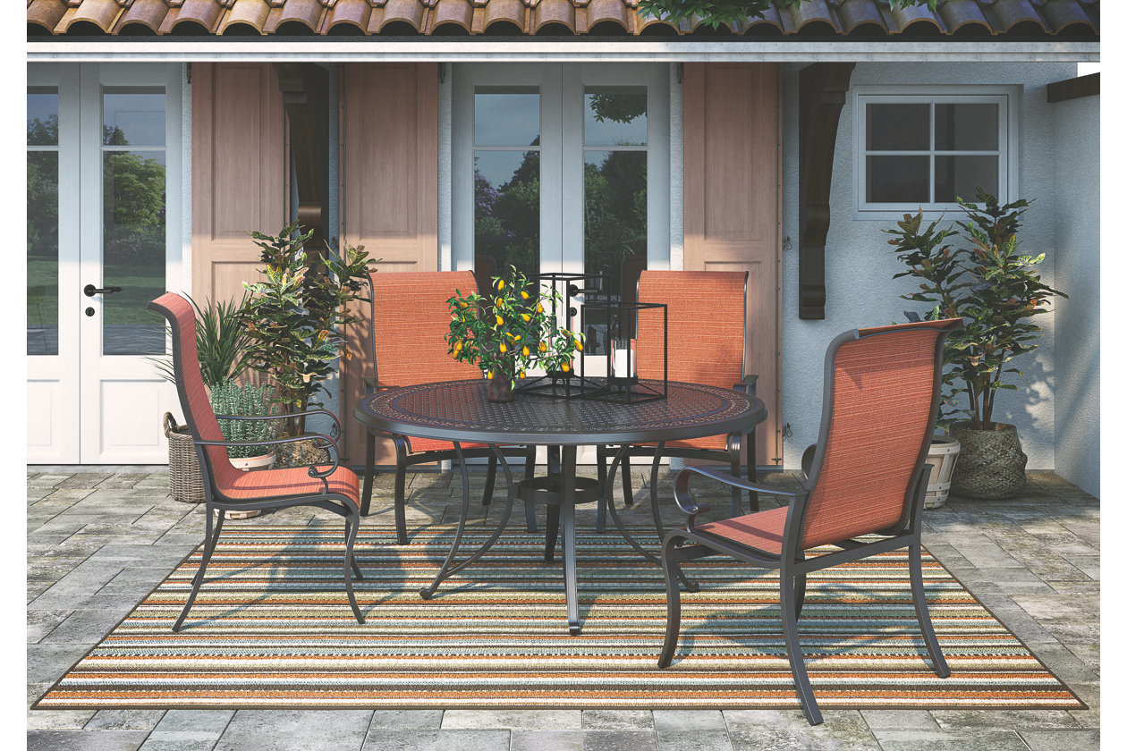 033-613 Round dining table set with 031-601 fabric dining chair