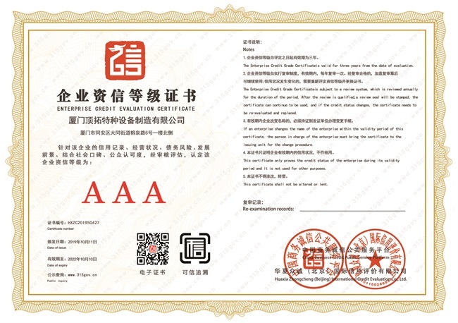 Enterprise Credit Rating Certificate 02