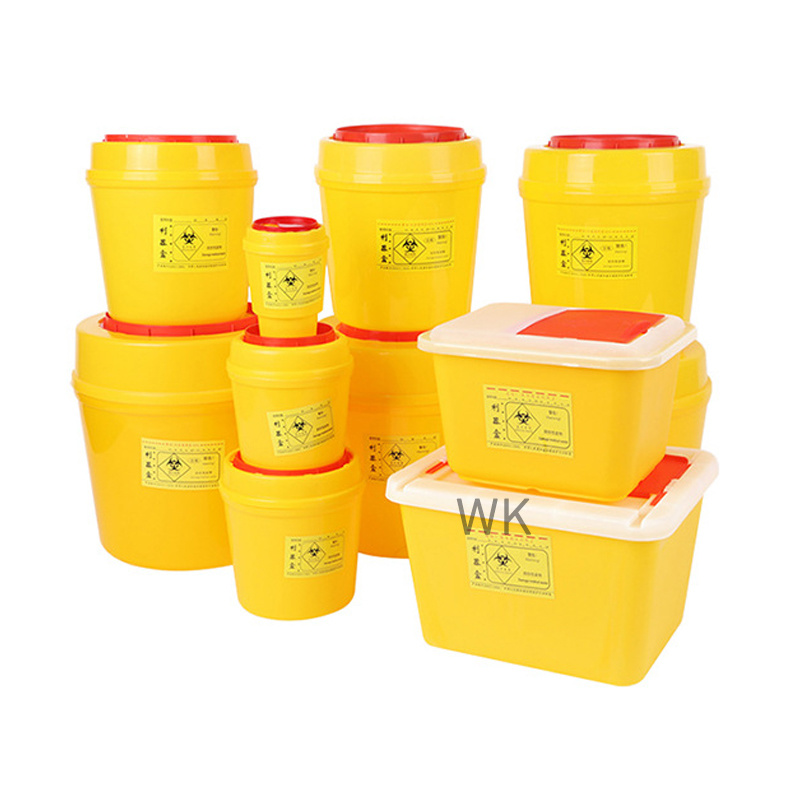 Factory 1L- 25L plastic yellow rotate medical special tool waste hospital bins single use container round needle sharp box