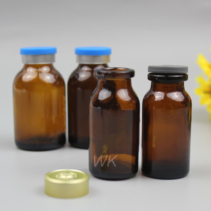High Quality 5ml 15ml 20ml 30ml Amber Vial Flip Top Cap Injection Rubber Stopper Empty Clear Sterile Glass Vial Bottle