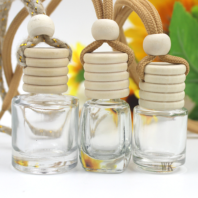 Wholesale 8ml diffuser air freshener bottle empty glass hanging car perfume glass bottle pendant for essential oils