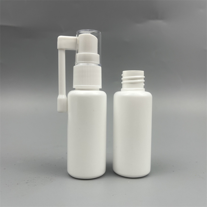 Factory In stock plastic HDPE PE oral spray 30ml throat bottles with long throat