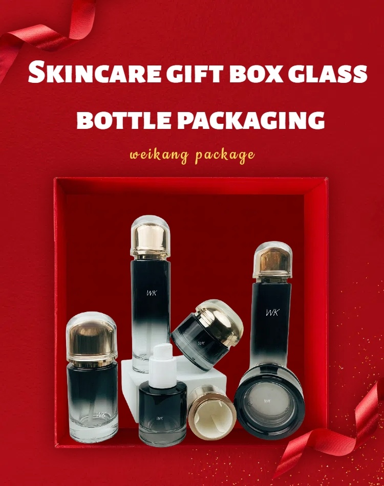 Luxury Cosmetic Packaging Glass Bottle Set Empty Glass Cream Jar and Pump Spray Bottle Skin Care Set