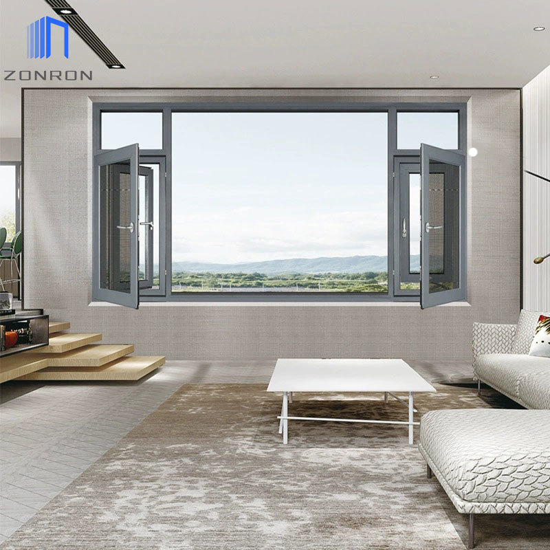 Zonron Hurricane Impact Professional Design  Aluminium Frame With Screen Casement Window