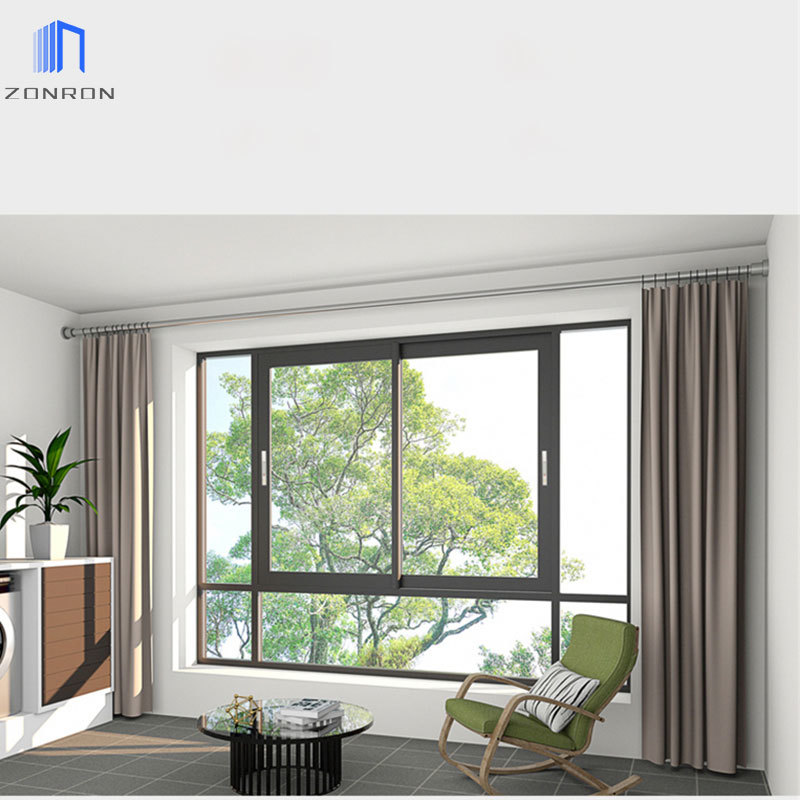 Zonron Aluminum Energy Efficient Design Slide Smoothly Glass Press Double Glazed Frame Sliding Window