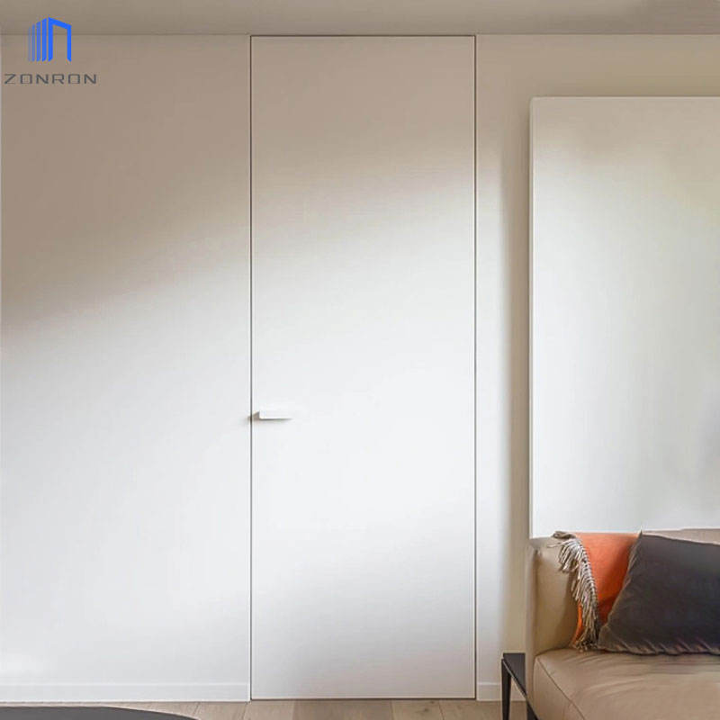 Zonron 2023 New Interior Hinged Solid Wood Door Bedroom Frameless Hidden Door Invisible Set Wooden Door
