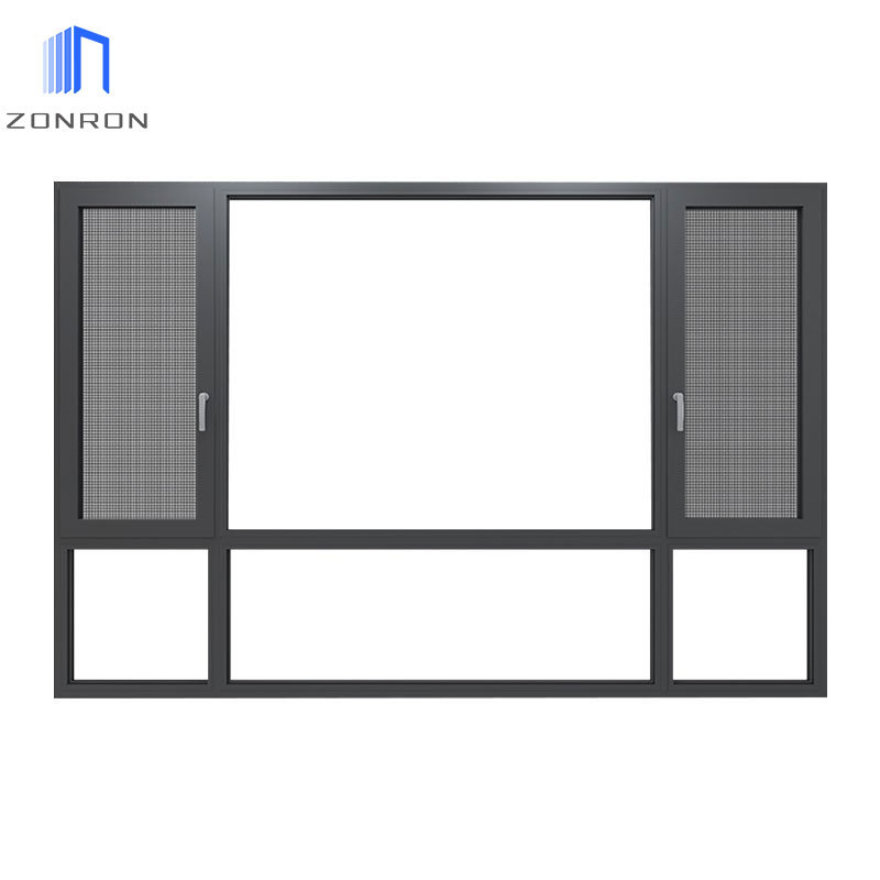 Zonron Custom Simple House Window Aluminum Security Casement Window With Mosquito Net