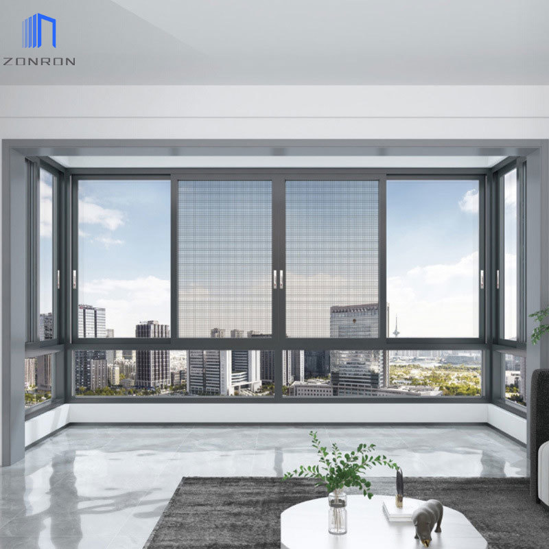 Zonron Customized Soundproof Aluminum Alloy Window Double Glass Sliding Window For Home