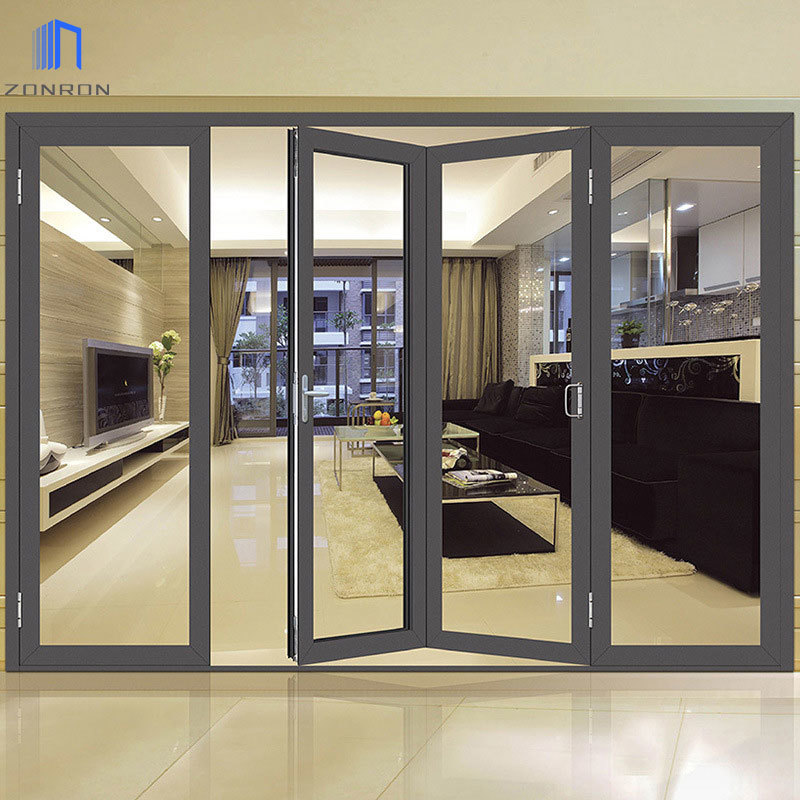 Zonron Thermal break Aluminum Bi Folding Glass Door Accordion Doors