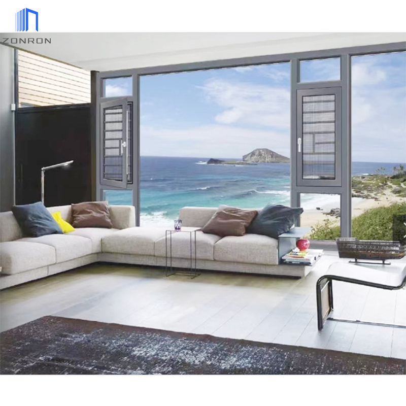 Zonron Energy Efficient Design Soundproof Windows Push And Pull Smooth Aluminum Casement Windows
