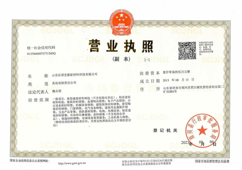 Copy of business license