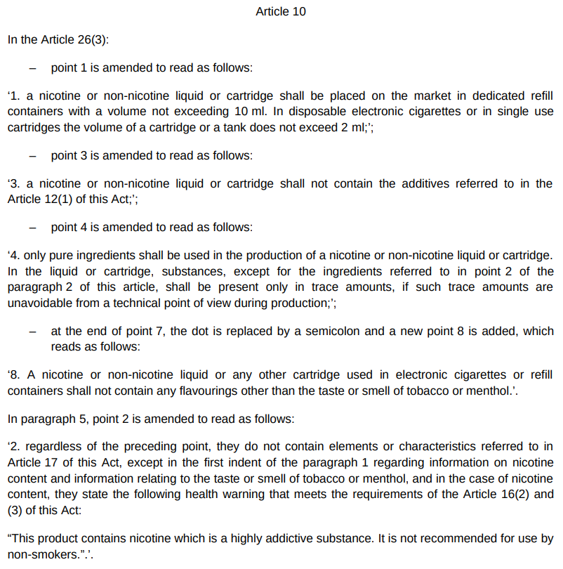 斯洛文尼亚拟修订《烟草及相关产品的使用限制法令》以限制口味及新增零尼古丁电子烟的要求插图