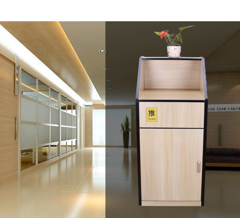 大号商场用肯德基汉堡快餐店酒店大堂西餐厅麦当劳网吧垃圾桶箱柜 橡木色 斜顶