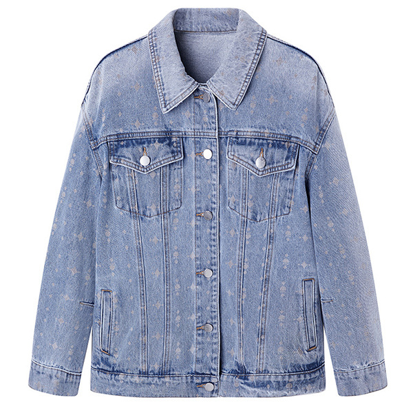 Printed denim jacket Korean version loose women's short jacket