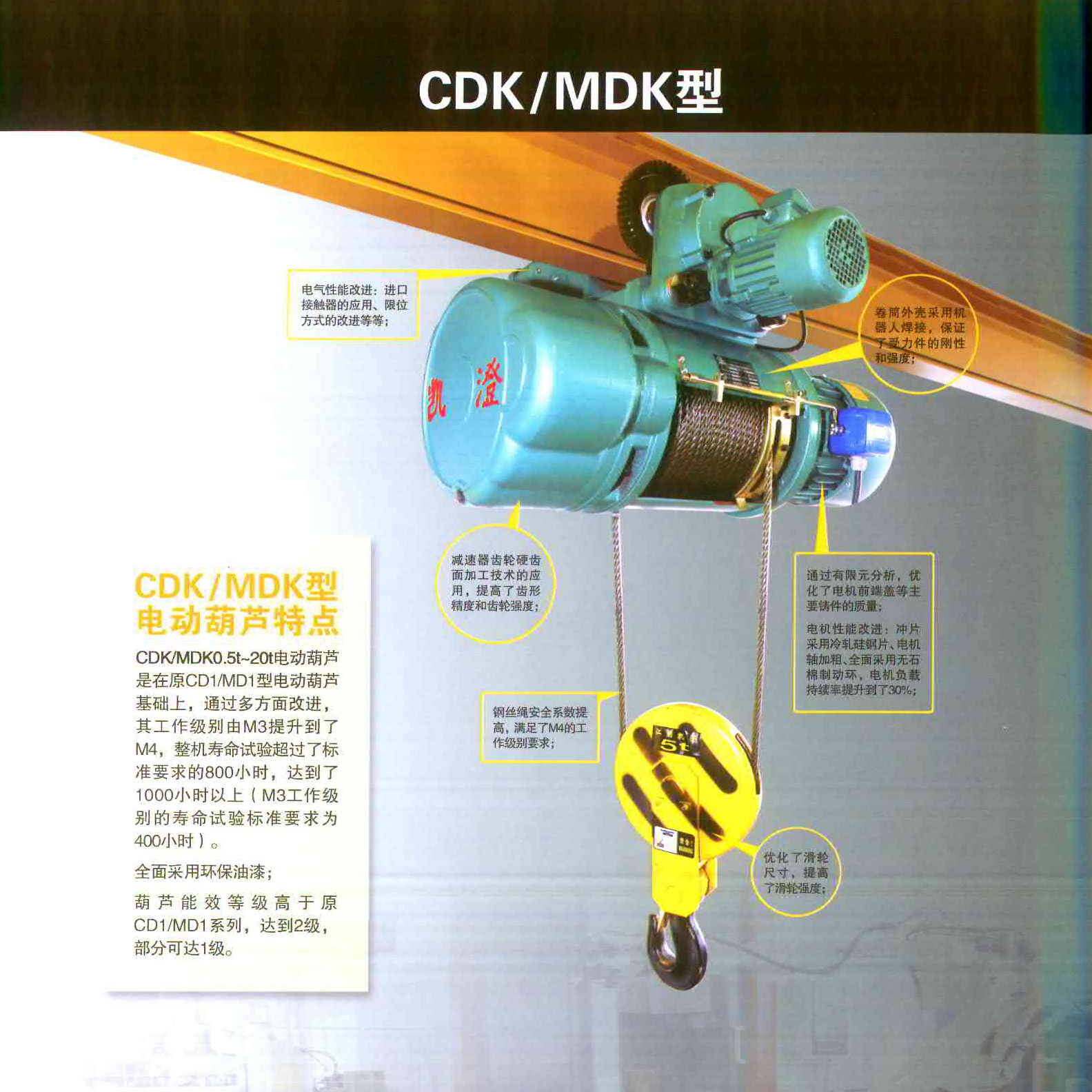 凱澄起重機械CDKMDK型電動葫蘆的使用范圍