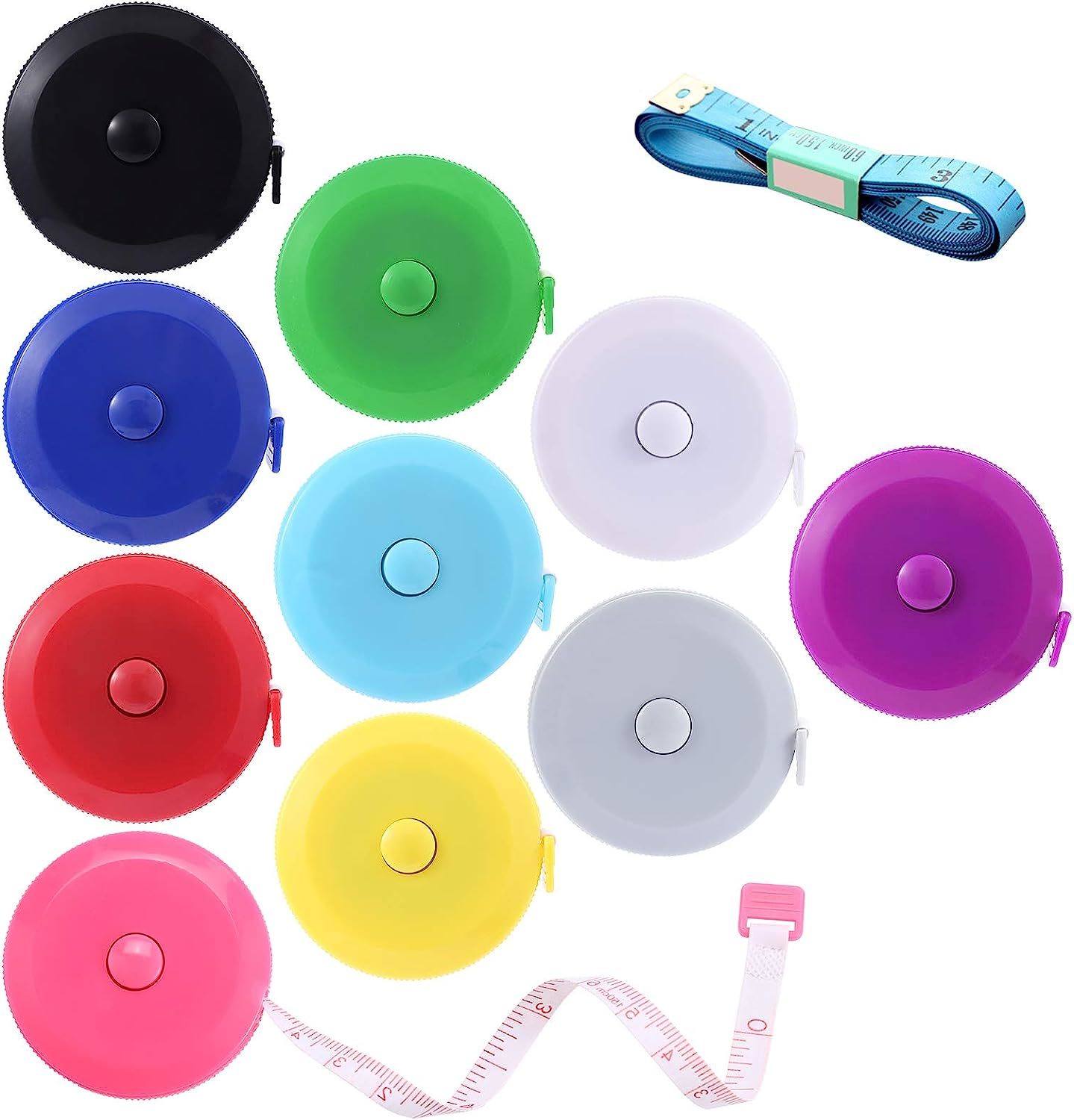 Sannyic Measuring Tape Retractable, 2M/79 Inch Soft Fabric Tape Measure for Body, Push Button Sewing Measurement Tape for Cloth Waist