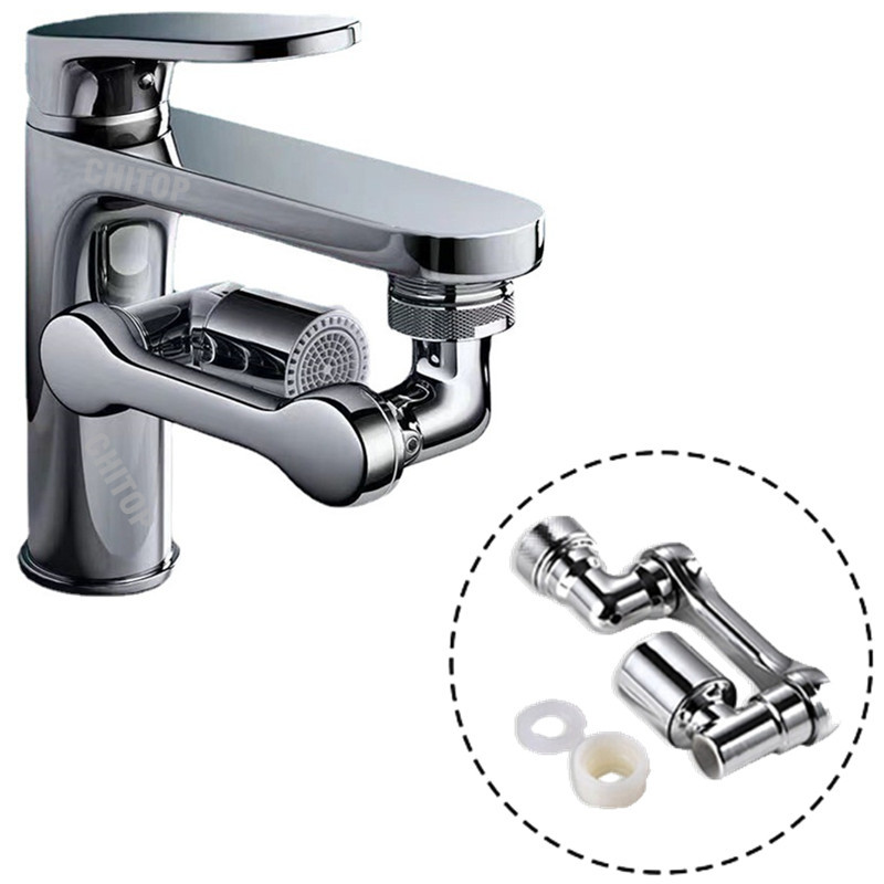 Sannyic 1080° Universal Rotation Faucet Sprayer Head Dual Effluent Washbasin Kitchen Robot Arm Extension Faucets Aerator Bubbler Nozzle