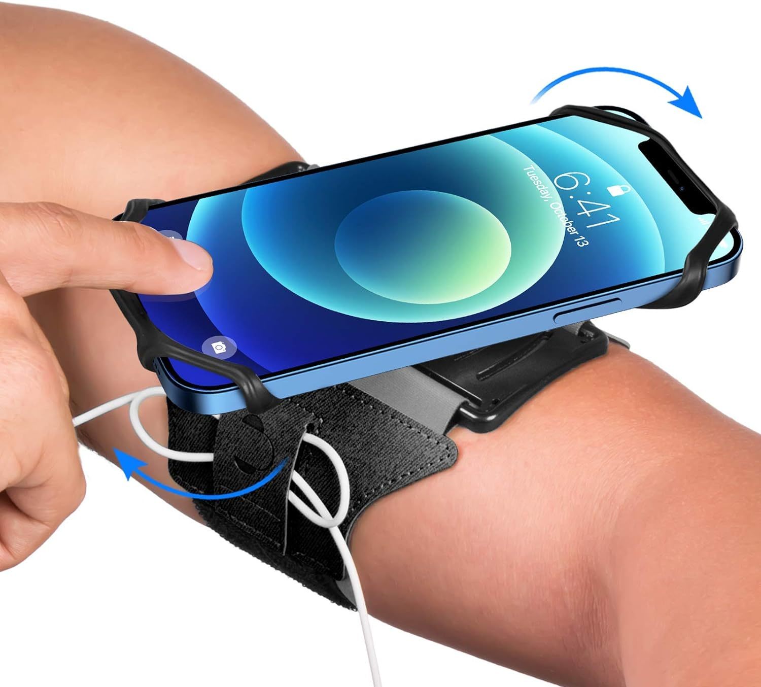 Sannyic Running Armband 360°Rotatable, Fits All 4-6.7 Inch Smartphones, with Key Holder Phone Armband for Running Hiking Biking