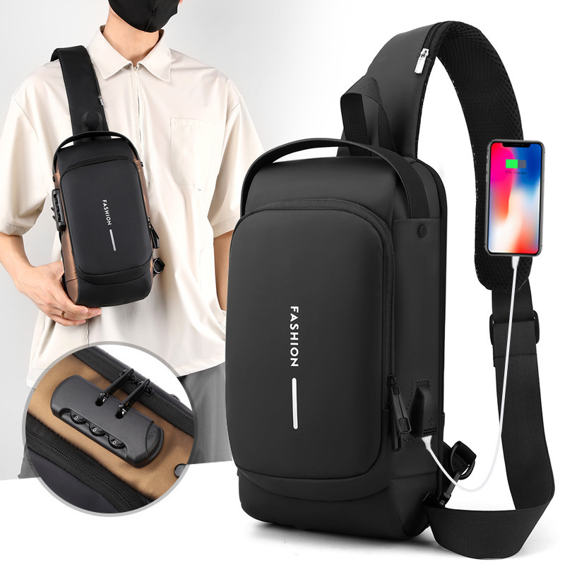 Men's Multifunction Anti-theft USB Shoulder Bag Man Crossbody Cross body Travel Sling Chest Bags Pack Messenger Pack For Male