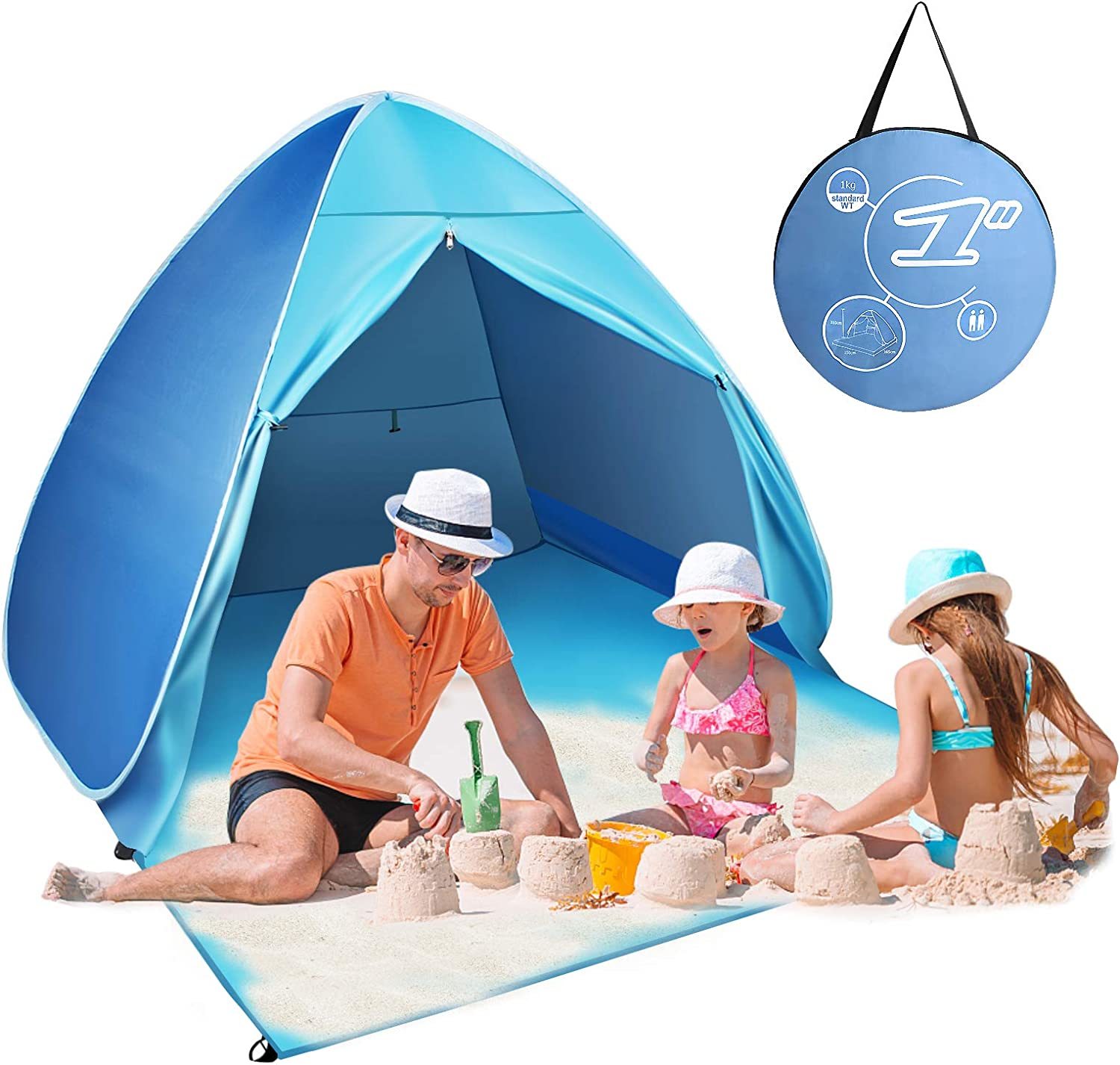 Sannyic Automatic Pop Up Instant Portable Outdoors Quick Cabana Beach Tent Sun Shelter