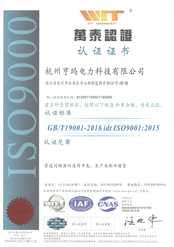 Hengma Certification Certificate -16815SZ0286R0M (Chinese)