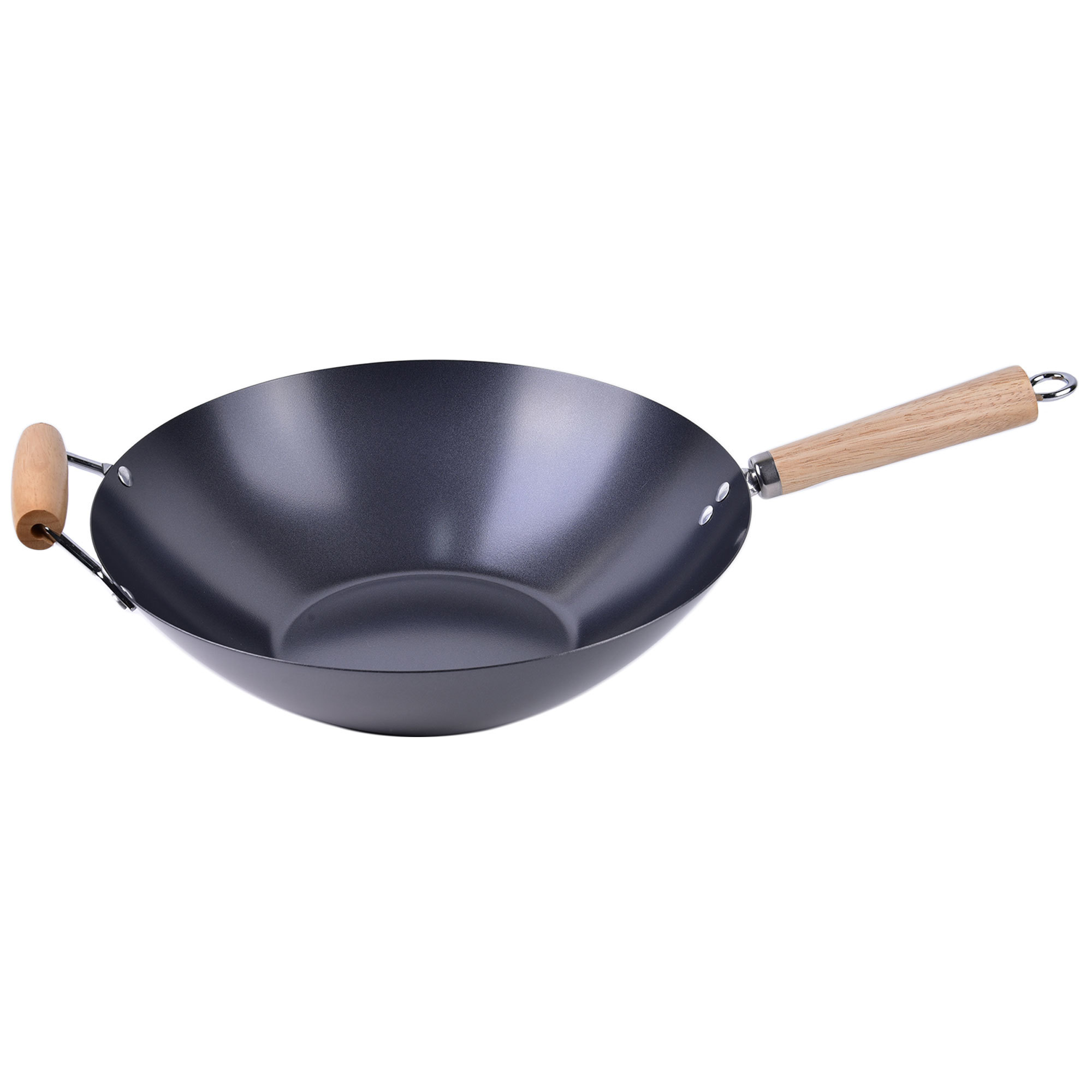 8/10/11/12/14 Inches Spun Wok with Wooden Handle
