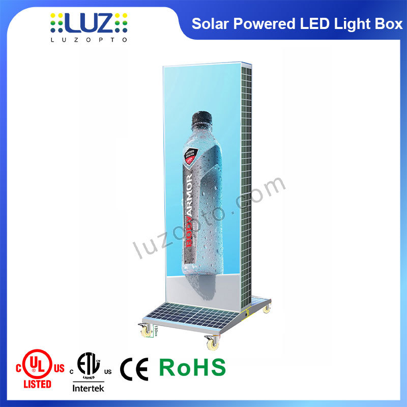 23 x 47 Advertising Solar Power Light Box for Floor, SEG Graphics, Custom Printing - Silver