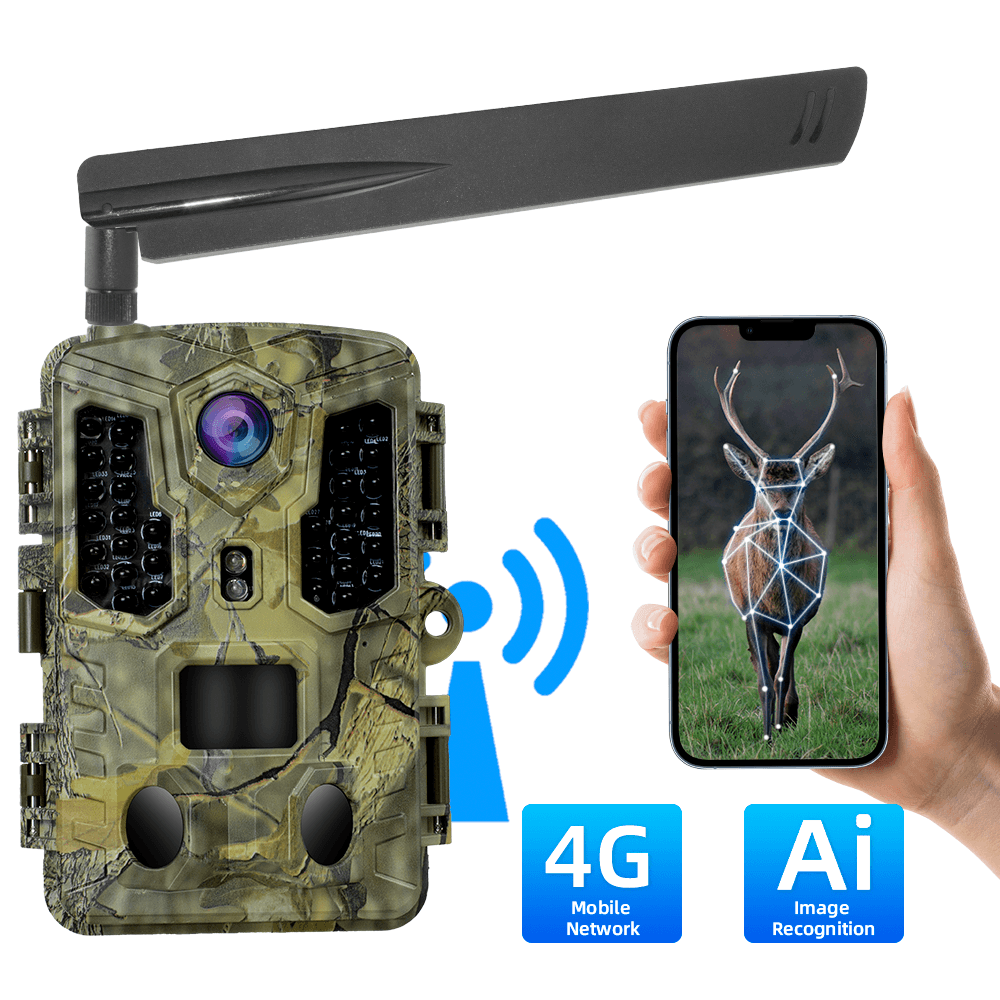 Free Cloud Storage AI Powered Cellular 4G LTE Solar Wildlife Hunting Trail Camera With Ulimited Data Plan