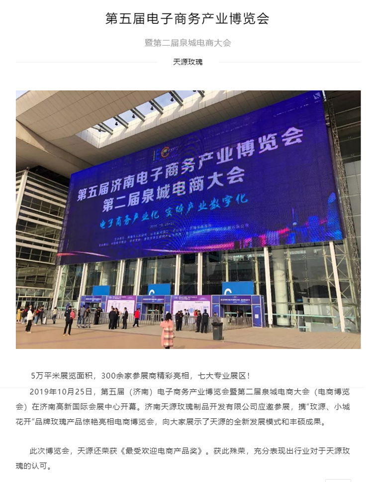 【万众瞩目】天源玫瑰亮相第五届济南电子商务产业博览会