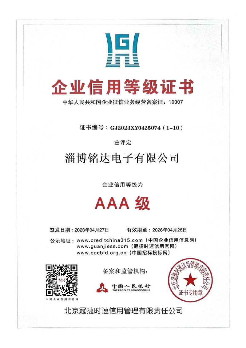 企業信用等級證書