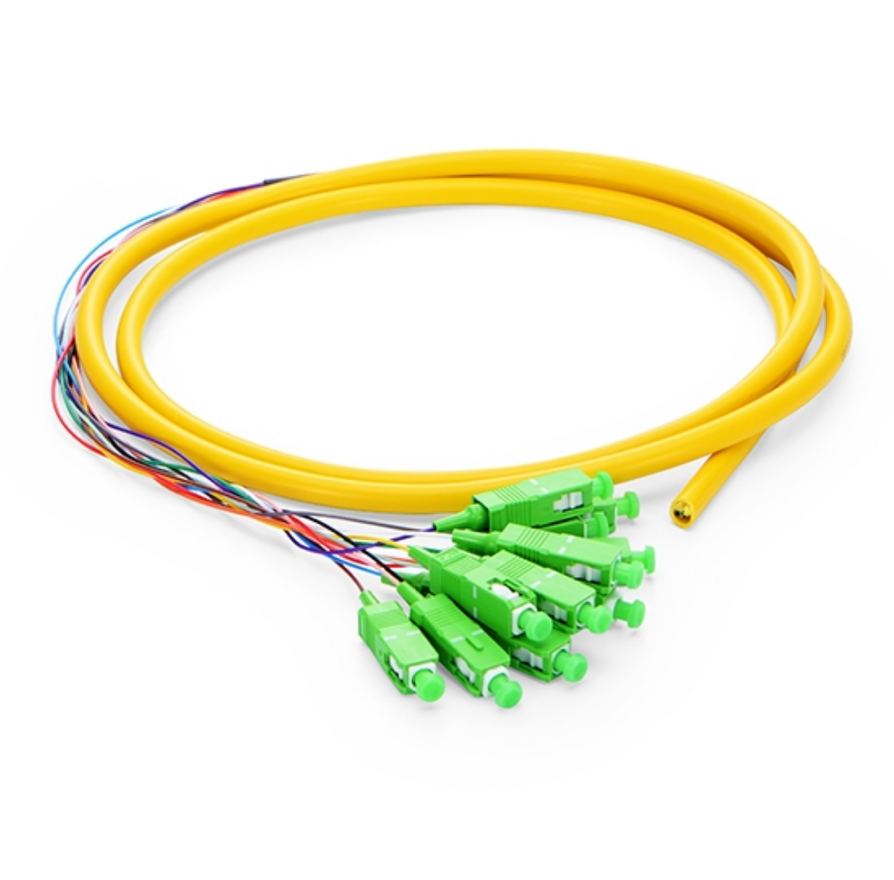 SC/APC 12 Fibers OS2 Single Mode Bunch 0.9mm Fiber Optic Pigtail 1.5 meter