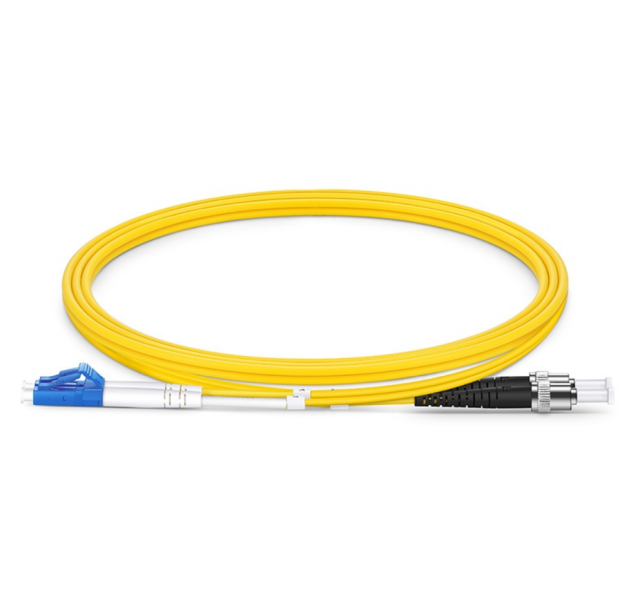 LC/UPC to ST/UPC Duplex OS2 Single Mode 2.0mm Tight-Buffered Patch Cord 1 meter