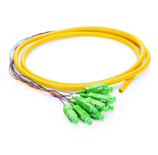 SC/APC 12 Fibers OS2 Single Mode Bunch 0.9mm Fiber Optic Pigtail 1.5 meter