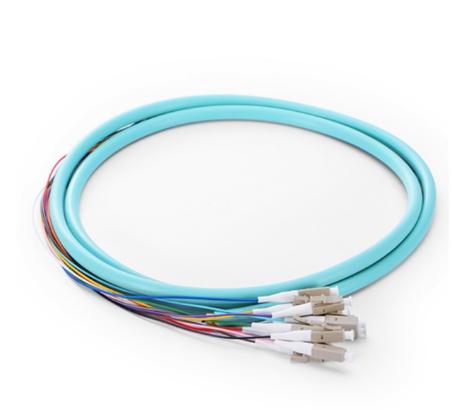 LC/UPC 12 Fibers OM3 Multimode Bunch 0.9mm Fiber Optic Pigtail 1.5 meter