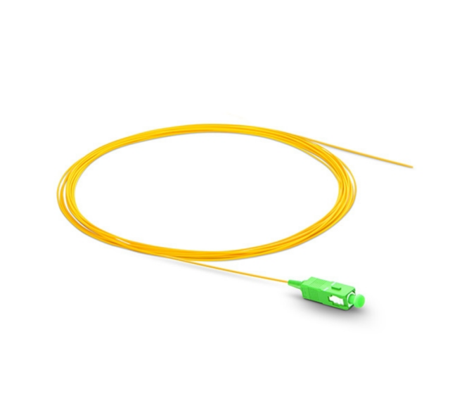 SC/APC Simplex OS2 Single Mode 0.9mm Fiber Optic Pigtail 1 meter