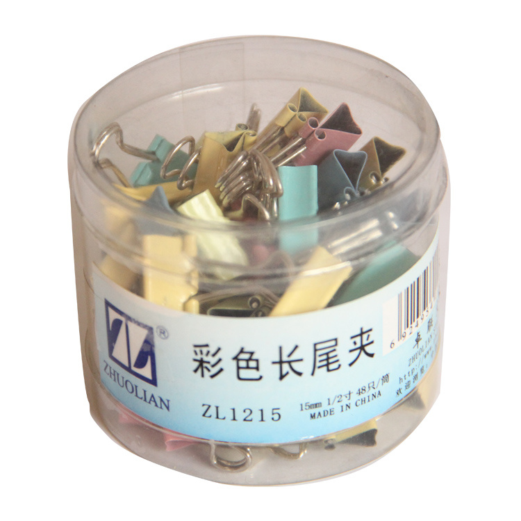 15mm 長尾夾（彩色） 1/2寸 48個/筒裝