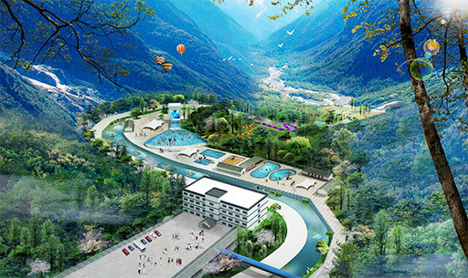 Yunnan Baihe Town Tourism Resort, covering an area of 15 acres, is a comprehensive small tourist resort integrating ecological resort hotels, water parks, spas, and ecological tourism.