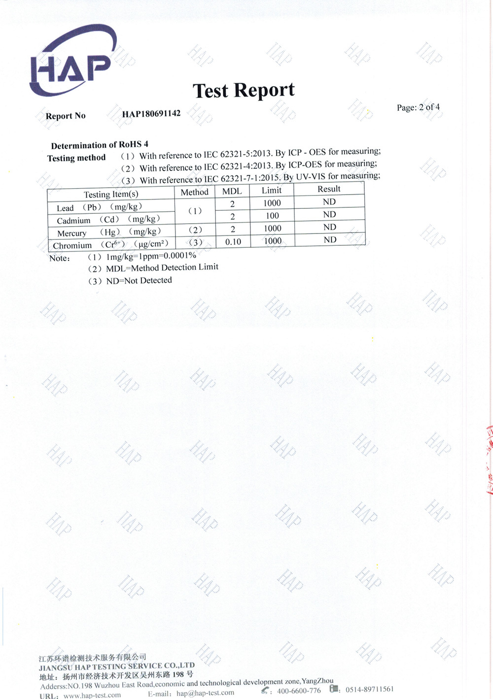 ROHS test report