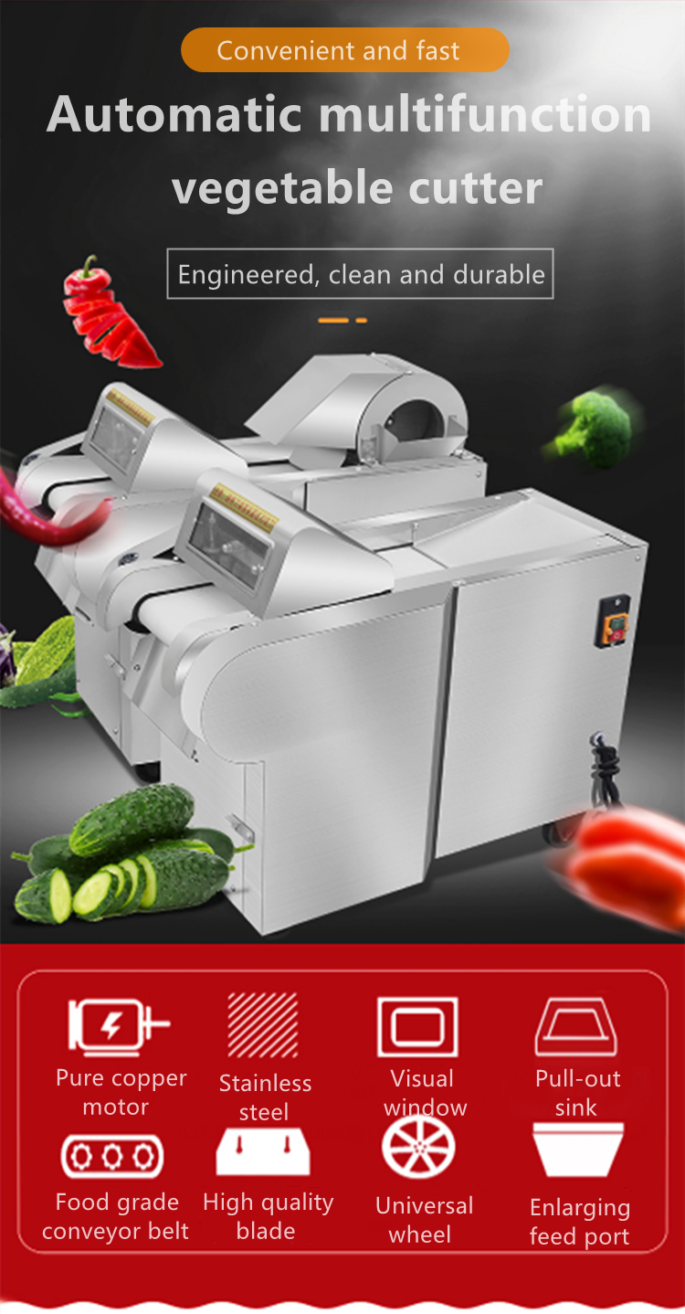 Multifunctional Electric Automatic Potato Carrot Vegetable Cutter Slicer  Chopper /Industrial Vegetable Cutting Machine