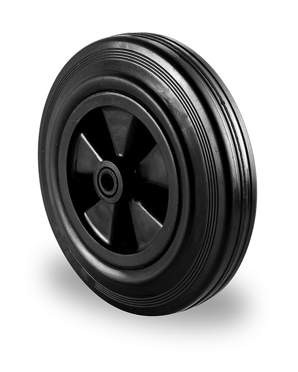 200mm black solid rubber wheel