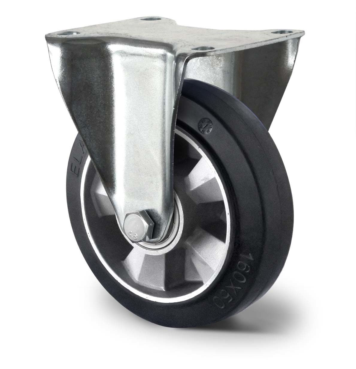 160mm heavy duty fixed aluminum black elastic rubber castor 160mm heavy duty fixed aluminum black elastic rubber castor