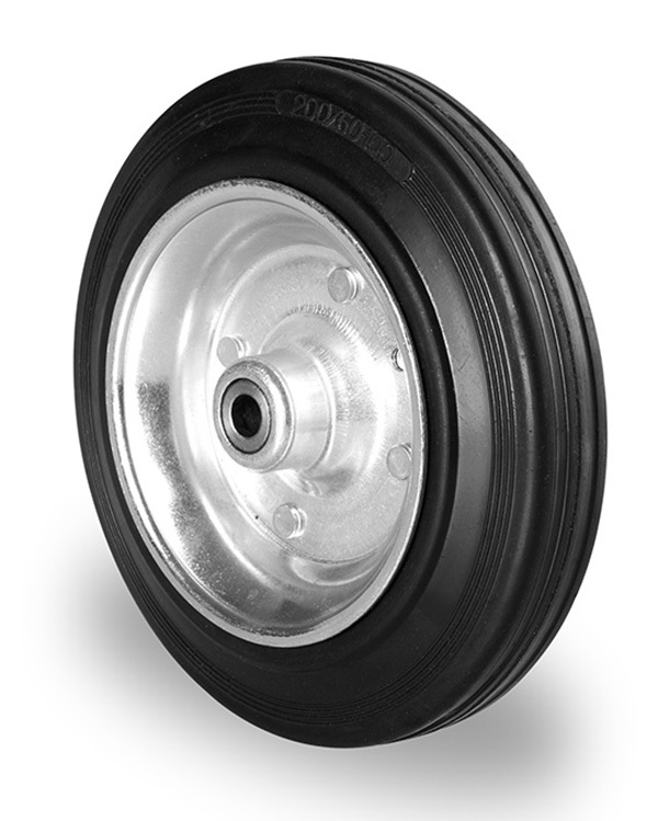 200mm steel rim black solid rubber wheel