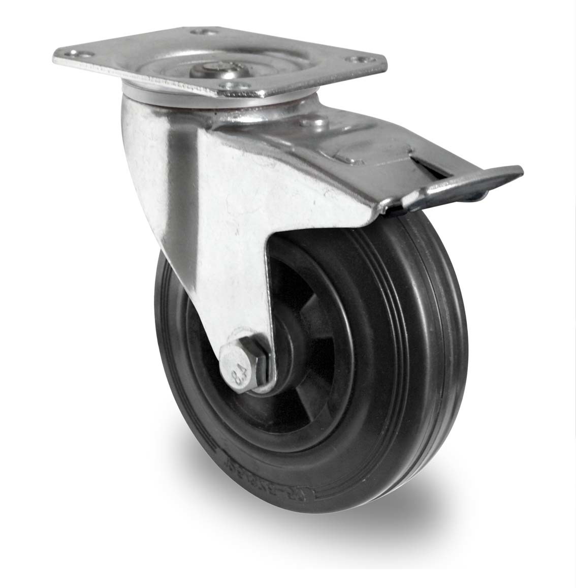 125mm swivel with brake black solid rubber castor 125mm swivel with brake black solid rubber castor